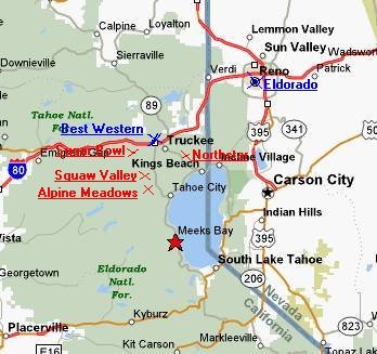 Lake Tahoe Karte
